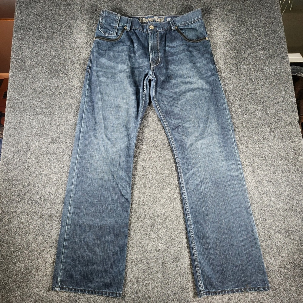 Levi's SilverTab Slim Boot Jeans Mens 36x34 Blue Denim Studded Y2K Streetwear